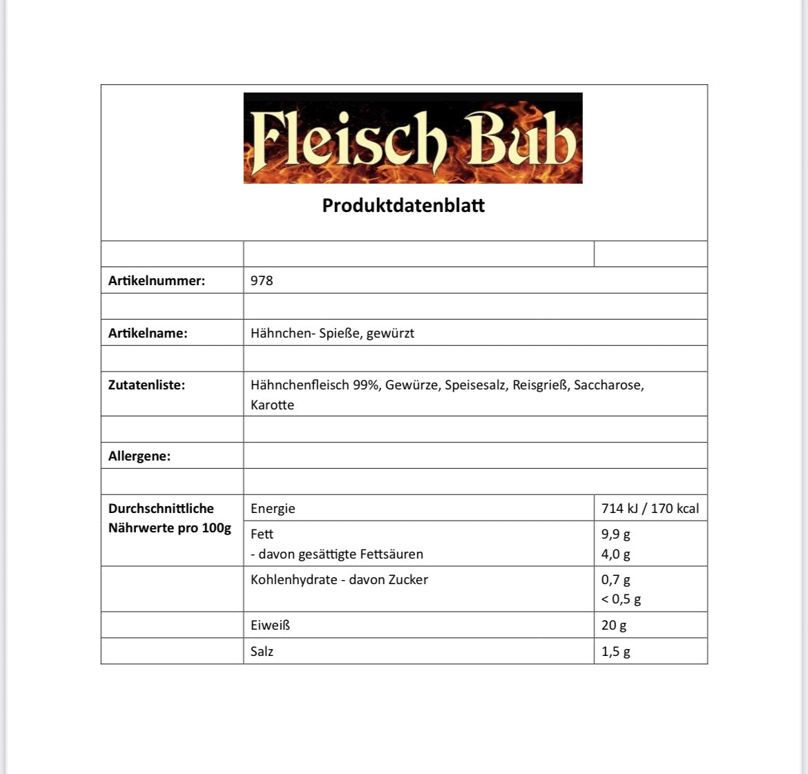 XXL Fleischspieße von Hähnchen 250g 2x