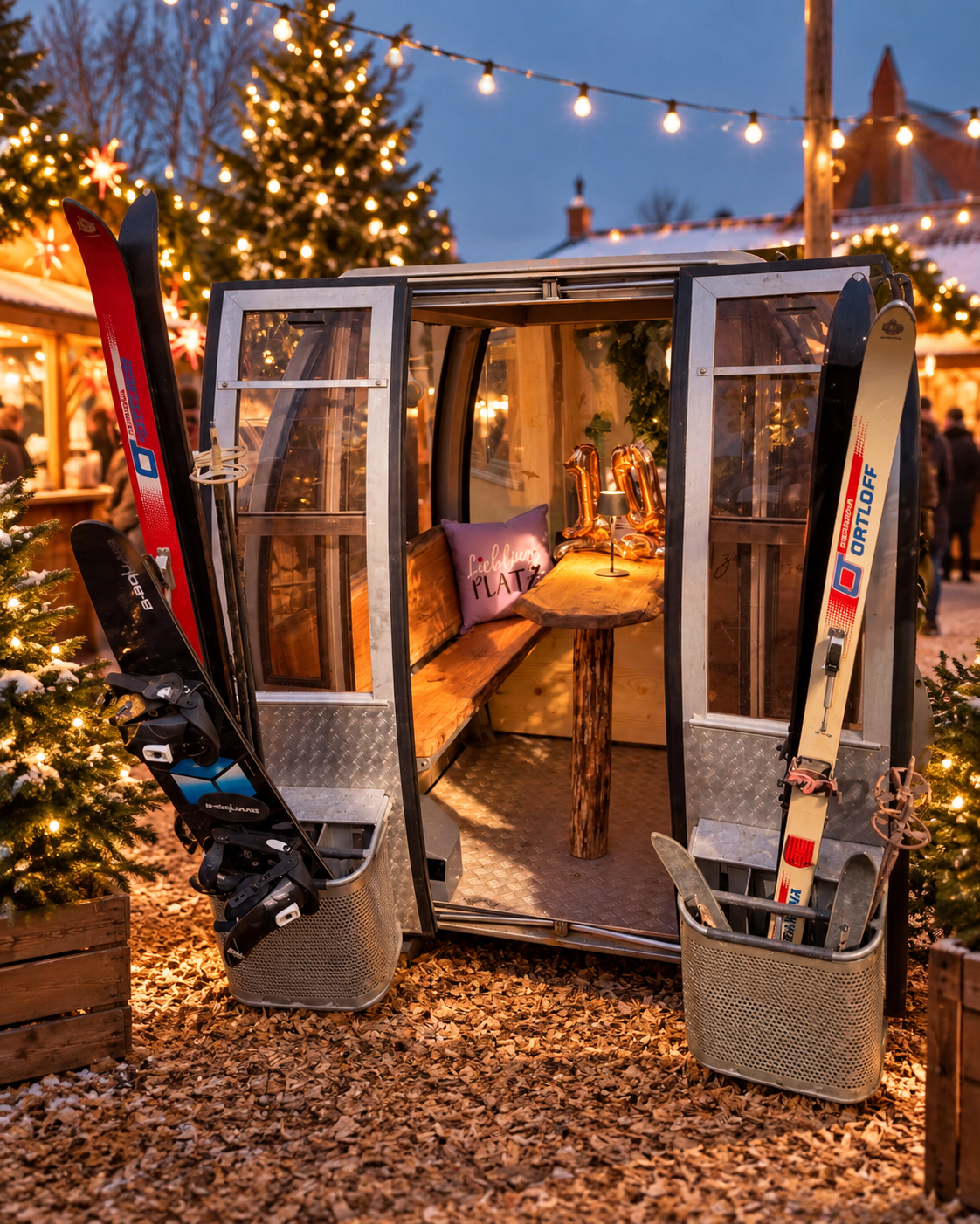 Beheizte Ski-Gondel beim Kiez Advent Düsseldorf-Derendorf